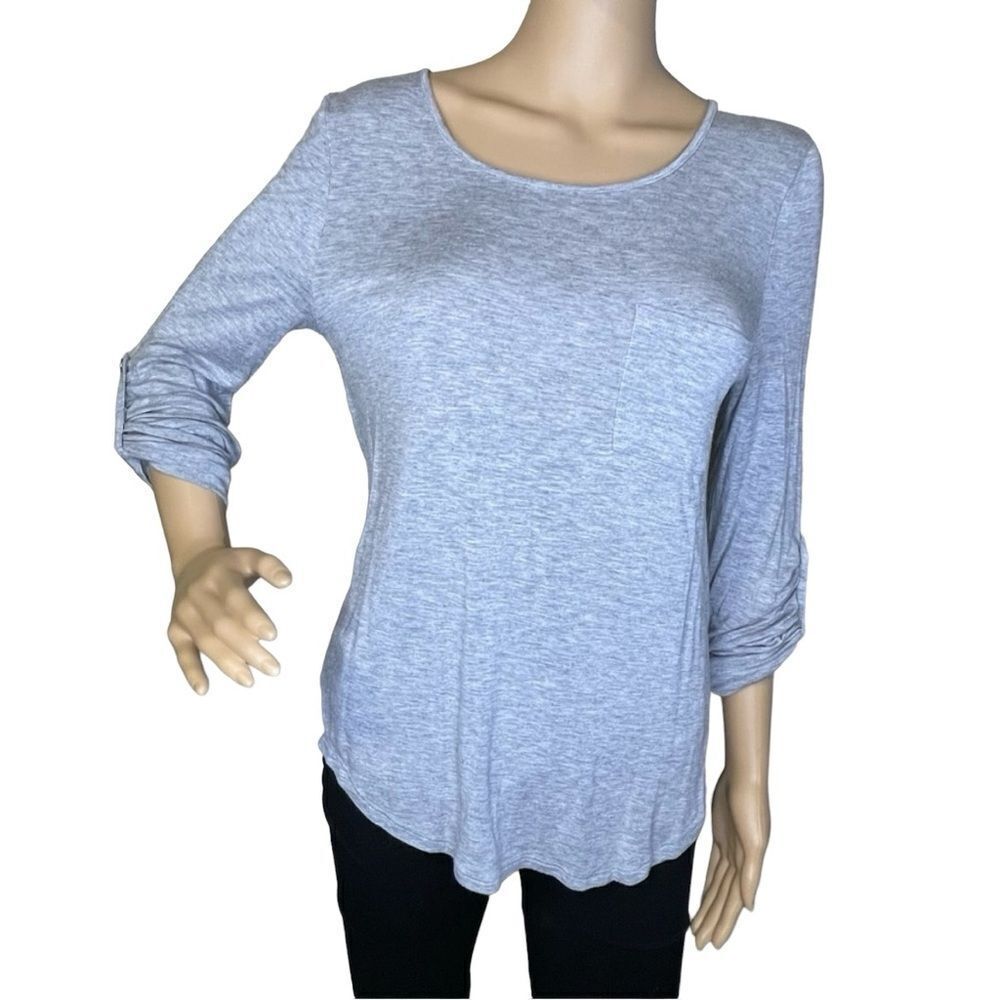 Zenana Outfitters Long Sleeve Blouse Heathered Gray Size Large